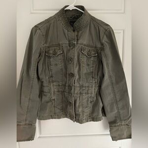 Lucky Brand Green Cotton Distressed Military Inspired Jacket Size Small S